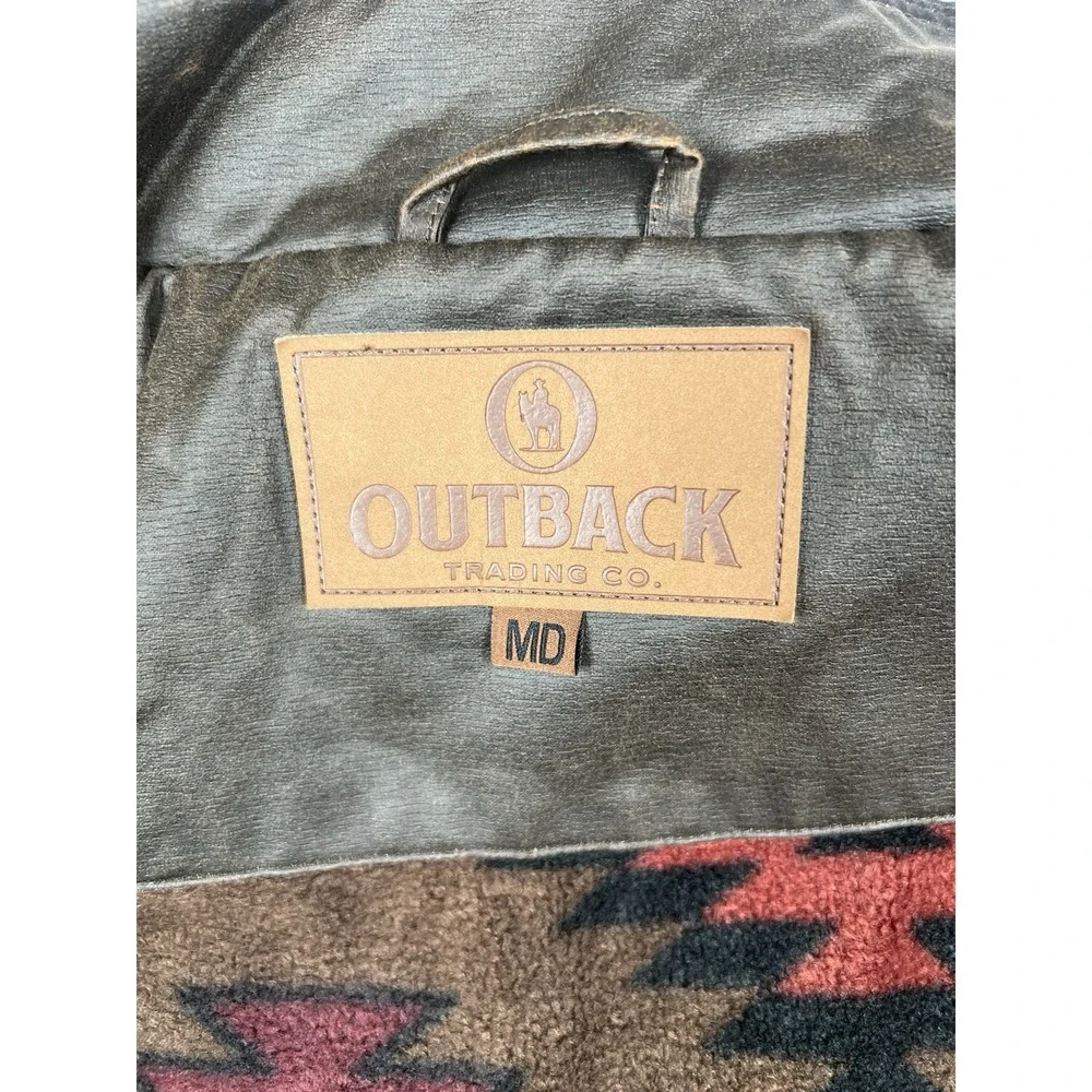 Outback Trading Company Mens M Aztec Oilskin Landsman Fleece Lined Vest  Outdoor